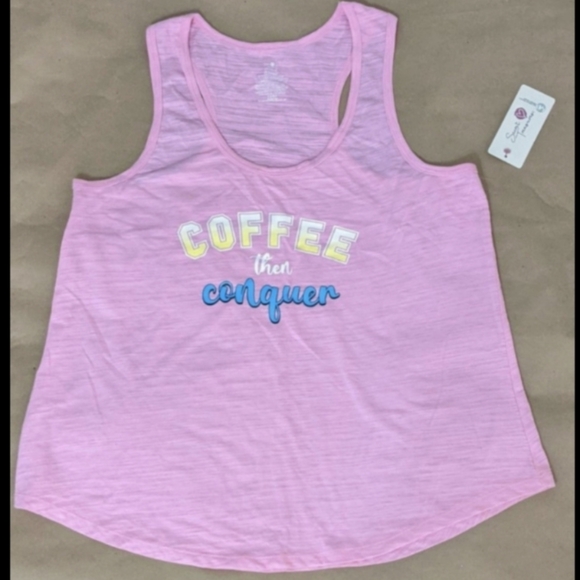 Women's Pink Coffee Themed Top and Bottoms 2 PC Pajamas Set, Size Large, NWT - Picture 2 of 7